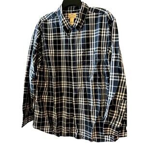 Blue Mountain Men's Navy Plaid Button Down Dress/Casual Shirt SIZE XL